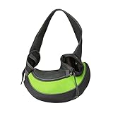 FFF-Green-L-GPCT1096 Hand Free Sling Adjustable Padded Strap Tote Bag Breathable Shoulder Bag Carrying Dog & Cat Green - Large
