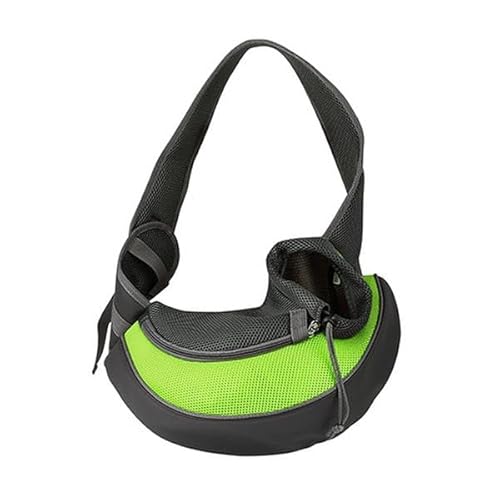FFF-Green-L-GPCT1096 Hand Free Sling Adjustable Padded Strap Tote Bag Breathable Shoulder Bag Carrying Dog & Cat Green - Large