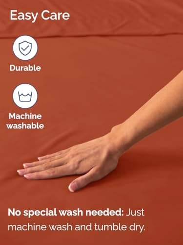 Image of Extra Deep King Fitted Sheet - Single Fitted Sheet Only - Terracotta | Easily Fits 18 inch to 24 inch Mattress, Soft, Wrinkle Free, Breathable & Comfy, Extra Deep Pockets Hotel Luxury Fitted Sheet