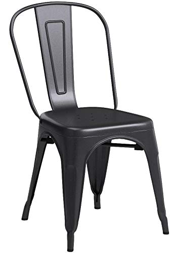 Fdw TBS-CB4-BLACK Metal Dining Chairs Set Of 4 Indoor Outdoor Chairs Patio Chairs Kitchen Metal Chairs 18 Inch Seat Height Restaurant Chair Metal Stackable Chair Tolix Side Bar Chairs 330Lbs Weight Capacity thumb #4