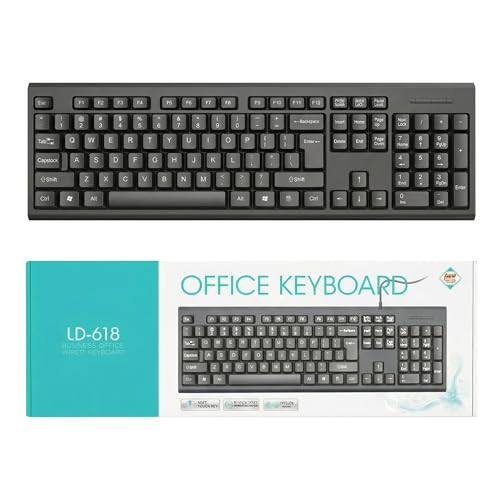 Ultra-Slim Wired Keyboard, Full Size 104 Key Quiet USB Computer Keyboard with Number Pad for PC, Windows, Mac US Layout (No £ Symbol)