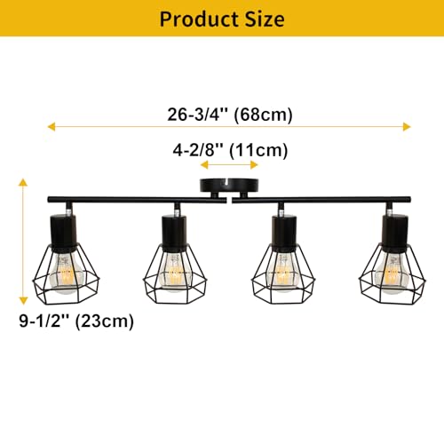 Hibay4lighttracklightingkitdirectionalrotatableceilinglightfixturesblackgeometricmetalcageindustrialspotlightfixturesforkitchenbedroomhallwaye26basebulbsnotincluded  Urban Country Home Decor Hibay 4 light track lighting kit directional rotatable ceiling light fixtures black geometric metal cage industrial spotlight fixtures for kitchen bedroom hallway e26 base bulbs not included  urban country home decor