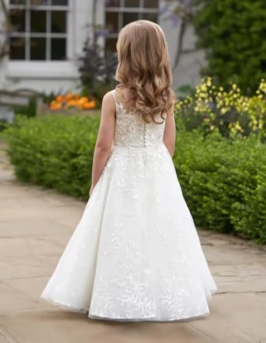 Elegant Tulle First Communion Dress Lace Appliques Flower Girl Dresses for Wedding Girls Pageant Formal Ball Gown3