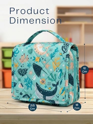 Image of Foldable Travel Kit | Multipurpose All-in-One Compact, Durable, Lightweight, Waterproof, Bag | Travel Friendly Pouch Ideal for Diaper, Medicines, Accessory & Toiletry (Sea &Ocean Print)