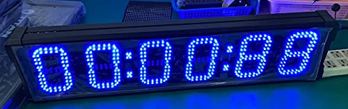 Cronómetro LED para exteriores, con dígitos azules, temporizador de cuenta atrás y cuenta ascendente, caracteres de 6 pulgadas, doble cara, con trípode para maratones o eventos de carrera, con reloj en tiempo real miniatura 2