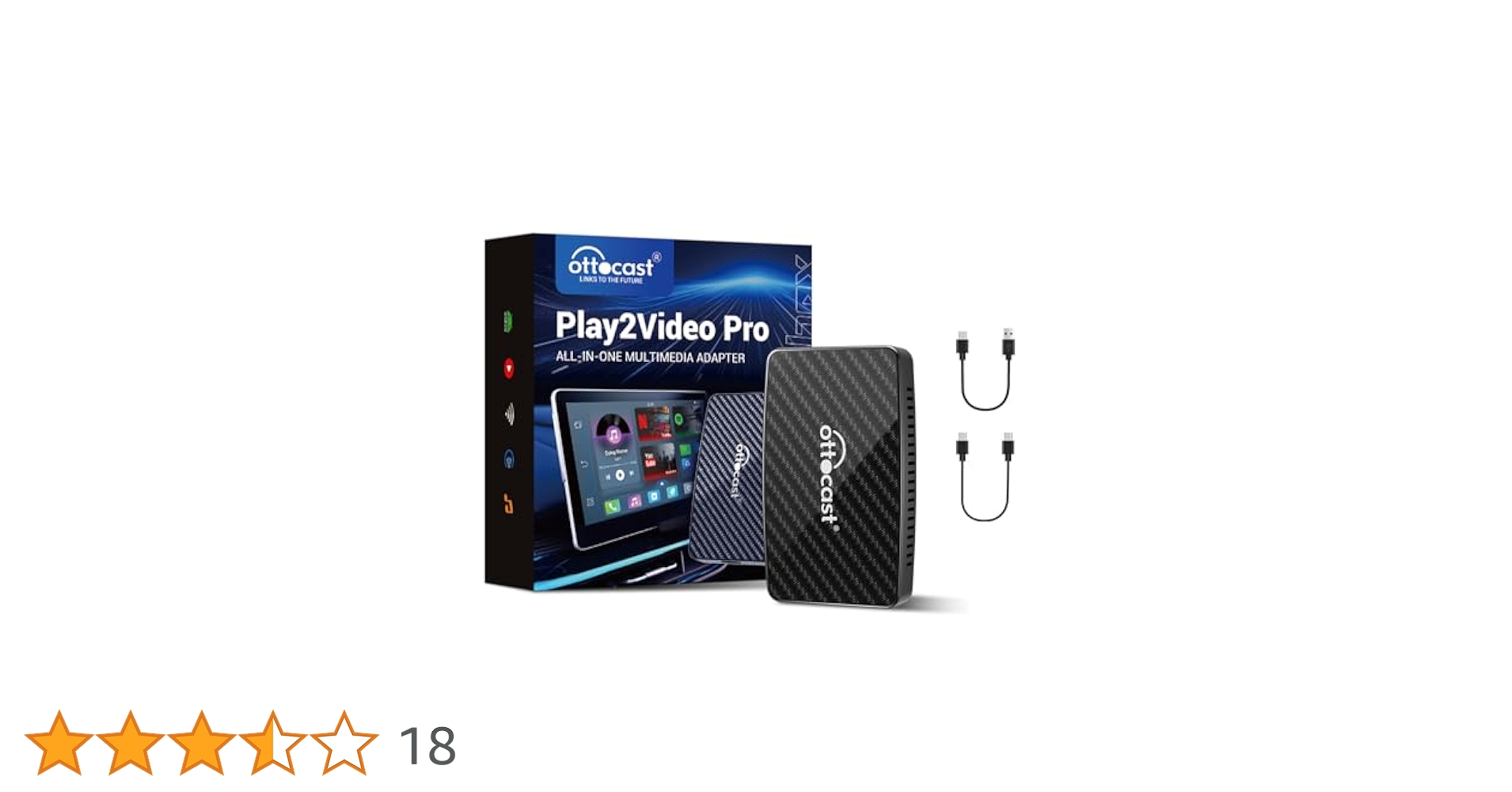 【開封のみ】Ottocast Play2Video Pro 2024新型 Play2Video Wireless CarPlay/ Android Auto All-in-one Adapter