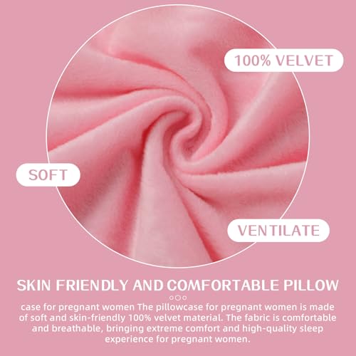 Image of Pregnant Woman Pillowcase, 57 inchx 28 inch Pregnant Woman Replacement Pillowcase, Velvet Replacement Pillowcase, Double Zipper Cotton Fabric, Super Soft (Pink-Only Pillowcases)