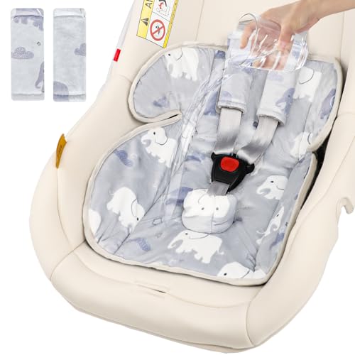 TANOFAR Infant Car Seat Protector for Potty Training with Strap Cover, Waterproof Car Seat Liner with Anti-Slip Backing for Potty Training Toilet, Baby Piddle Pad Fits for Carseat (Grey Elephant)