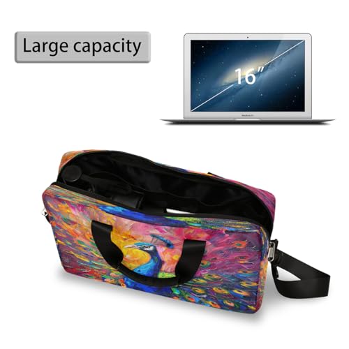 Peacock Oil Painting Laptop Bag Carrying Case 15.6 Inch Laptop Briefcase Messenger Shoulder Bag for Tablet Computer Bag for Travle Business Men Women4