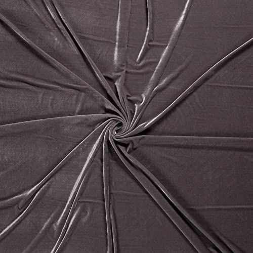 Tissu de velours brillant extensible taupe pour coudre facilement sans faux plis