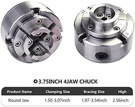 CKS375 Wood Lathe Chucks, 3.75" 4-Jaw Self-Centering Scroll Chuck with 1" x 8TPI Thread Woodworking Turning Tools Set Include( 3.75 Gear Chuck,5 Interchangeable Jaws, 1 Wood Screw) 5 CKS375 Wood Lathe Chucks, 3.75" 4-Jaw Self-Centering Scroll Chuck with 1" x 8TPI Thread Woodworking Turning Tools Set Include( 3.75 Gear Chuck,5 Interchangeable Jaws, 1 Wood Screw)