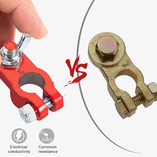 Image of STHIRA Car Battery Terminal Connectors Universal Fit Heavy-Duty Clamp Set | Secure Power Transfer with Heavy-Duty Build, Corrosion-Resistant Metal, Quick Install Wing Nuts, Universal Fit for Cars