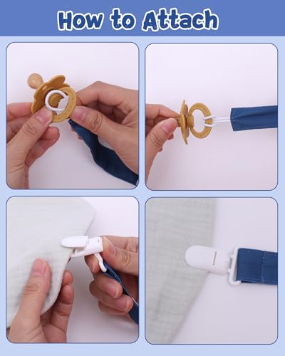 Image of babygoal Baby Pacifier Clips 8 Pack, Pacifier Holder Clip Fits for Most Pacifier and Binkies-Neutral Color