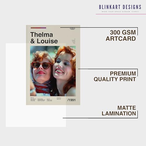 Image of BLINKART Thelma & Louise Movie Poster Frame 12x18 Inch | Premium 300 GSM Paper Wall Print | Mid Century Vintage Film Artwork for Home, Bedroom, Living Room, Office | Framed Photo Decor