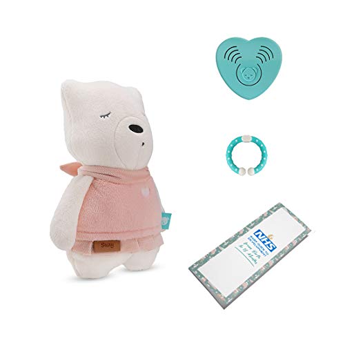 Szumisie White Noise Machine à bruit en peluche SUZY - Doudou apaisant avec capteur de cri et mode non stop - Convient dès la naissance + instructions en anglais + guide de naissance NHS