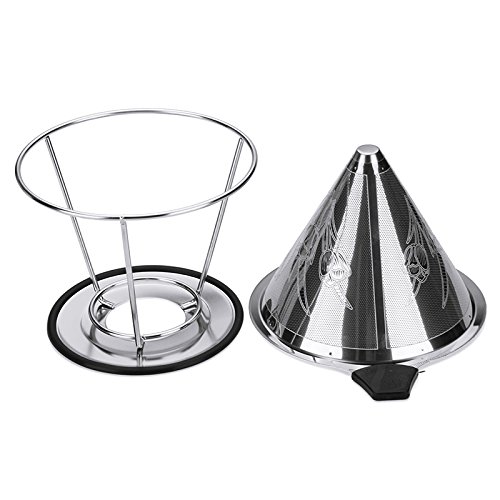 Stal nierdzewna 'Pour Over Coffee Dripper kwiat wzór bez papieru wielokrotnego użytku podwójna siatka filtr stożkowy