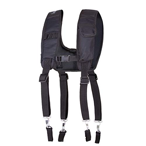 Image of LAUTUS Padded Tool Belt Suspenders w /Chest Strap, Pencil Sleeve, Tape Measure, Cell Phone Holder | Comfortable & Heavy Duty | Fully Adjustable | Construction Grade |
