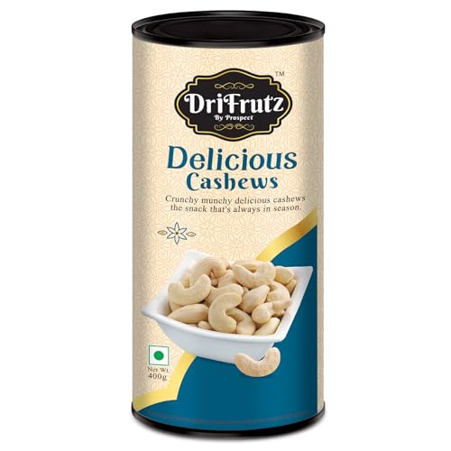 Image of DRIFRUTZ Delicious Cashew W240 | 400g (400g x 1) Tin Pack | Whole Cashew Kernels | Known for Mild Sweetness, Smooth Texture, and Satisfying Bite in Every Handful
