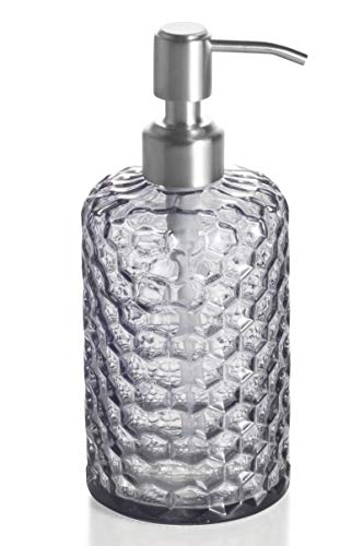 Easy-Tang 16 Oz Glass Soap Dispenser, Hand Soap Dispenser with Stainless Steel Pump (Dark Grey