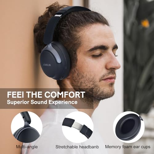 Casque Bluetooth supra-auriculaire JOMILIN C5 à suppression active du bruit noir micro - 3