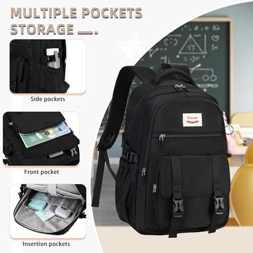 School Backpack for Teen Girls College Backpacks for Women Students Bookbag Large 15.6 Inch Laptop Bags Kids Kindergarten Elementary Middle School Bag Anti Theft Daypack Sport Travel Back Pack Black4