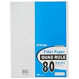 Top Flight Filler Paper, Quadrille Rule, 11 x 8.5 Inches, 80 Sheets (12650)