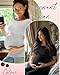 Ficerd 3 Pack Women's Maternity Shirts, Boat Neck Short Sleeve Pregnancy T Shirts Side Ruched Tunic Casual Summer Tee Tops(Coffee, White, Black,Medium)