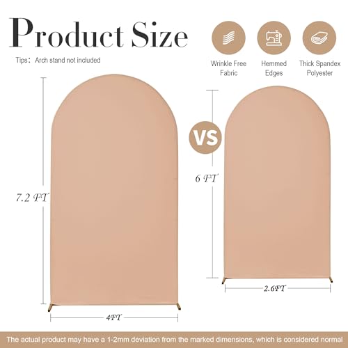 Image of Nude Arch Backdrop Cover Set of 2 (7.2ft & 6ft), Chiara Arch Cover Wrinkle-Free Spandex Arch Cover for Wedding Birthday Party Baby Shower Bridal Shower Ceremony Banquet Fabric Backdrop (No Stand)