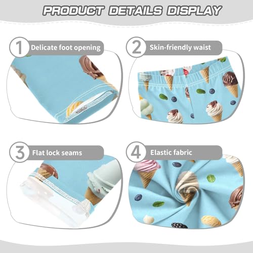 ALAZA Girls' Leggings Children's Yoga Pants Skinny Printed Dance Ice Cream Blueberry Comfortable 4T2