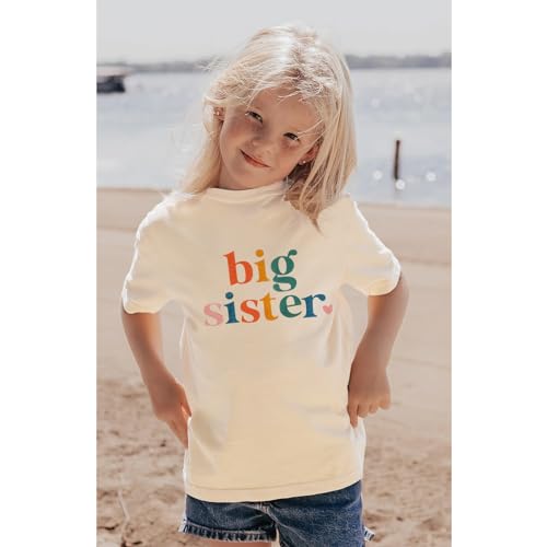 Toddler Big Sister T-Shirt Big Sis Sibling Reveal Crewneck Tee Baby Girls Short Sleeve Announcement Summer Cute Top3