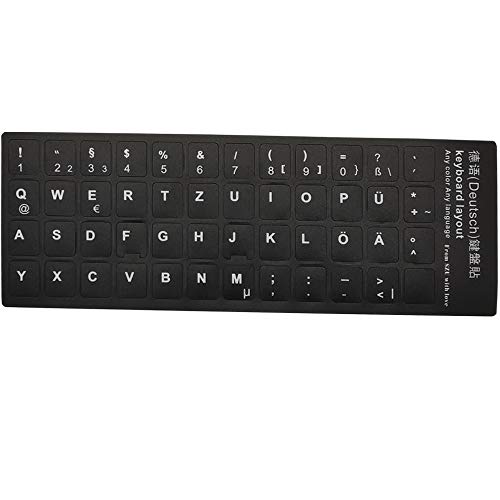 Pegatinas para teclado, letras blancas con fondo negro, para todos los ordenadores portátiles (alemán_negro) Cover