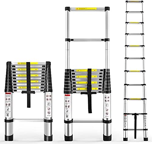 YSMN 10.5 FT Telescoping Ladders Heavy Duty Aluminum Collapsible Ladder Load Bearing 330 LBS Extension Ladders Applicable to Household Use Outdoor Work