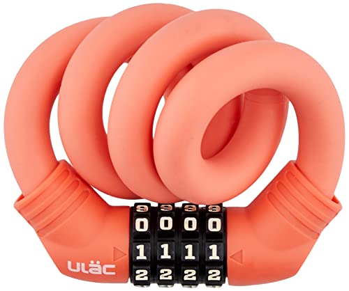 ULAC 1970 Twistable Steel Memory Cable Bicycle Lock Combo, Keyless Resettable 4-Digit Combination, Ideal for Commuter Bike, Kids Bike (Rosa)