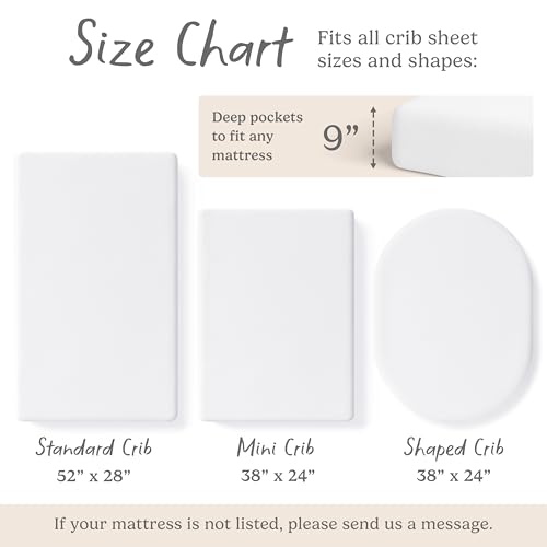 Image of Crib Sheets for Boys & Girls - 2 Pack Fitted Baby Crib Sheets Neutral for Standard & Toddler Bed Mattress - Buttery Soft Organic Cotton Blend (Moonlit White)