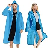 COOY Rain Coats (2 Pack) - Reusable EVA Rain Ponchos For Adults Rain Jackets Raincoats For Men Women