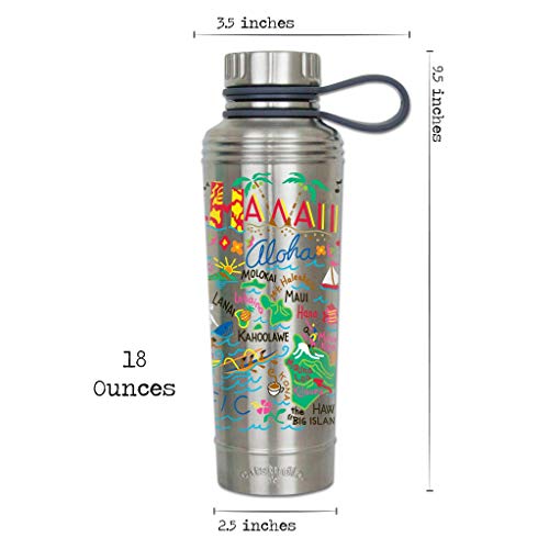 Catstudio Hawaii Stainless Steel Water Bottle | Triple Wall Insulation With Non Slip Bottom | Great For Running, Hiking, Sports, & Travel