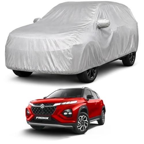 Image of Autofact Car Body Cover Compatible with Fronx | Custom Fit Car Cover | 100% Water-Resistant| Triple-Stitched Lightweight Fabric | Dustproof | Indoor & Outdoor Use | Elastic Bottom