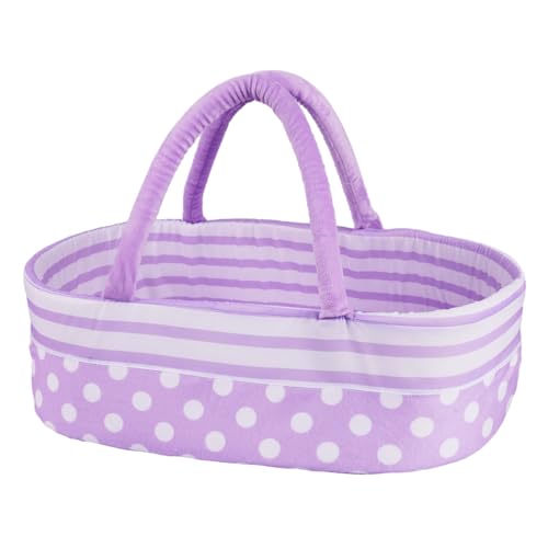 BABESIDE Reborn Baby Dolls Bassinet Foldable Doll Crib Bed Soft Doll Carrier Doll Accessories with Handle for 17-22 inch Baby Dolls Girls Boys, Purple