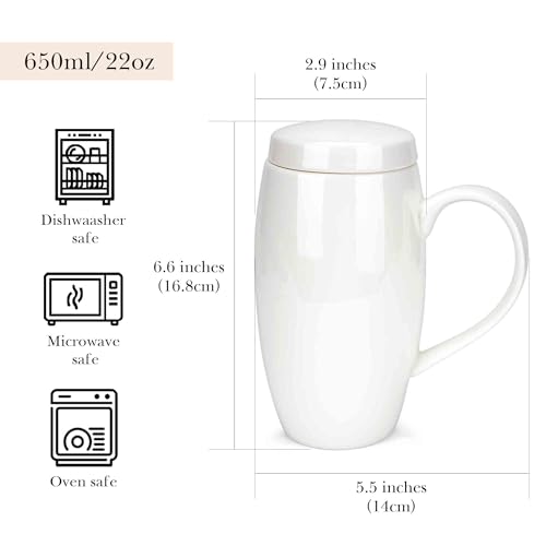 Taza de café grande Linkidea 22 oz con tapa blanca miniatura 2