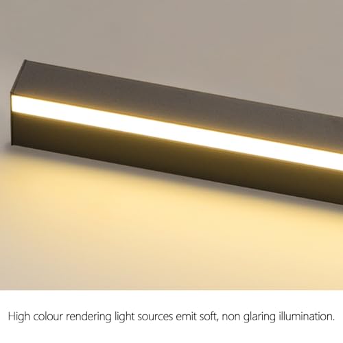 Lámpara de pared moderna con interruptor y enchufe aplique LED interior rectangular negro 100cm 2
