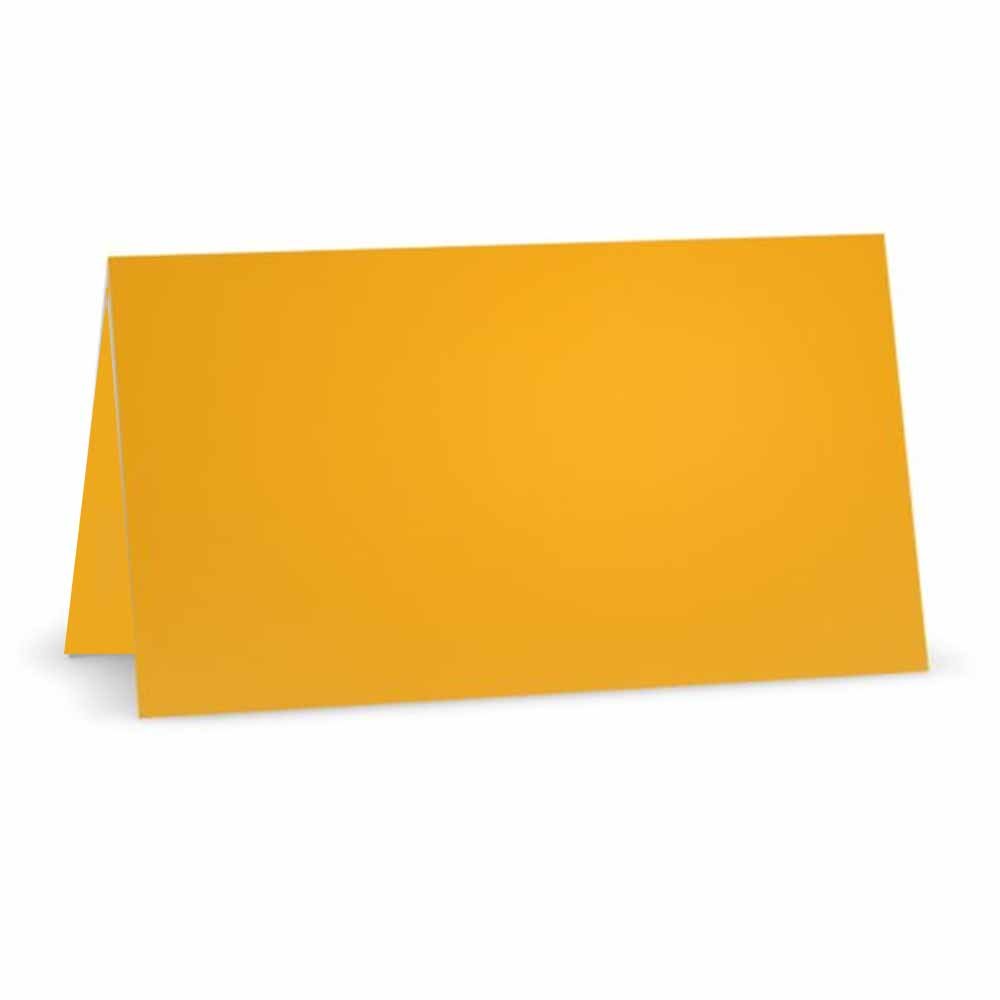 SQUASH gelb Tischkarten, flach oder Zelt – 10 oder 50 Pack – Weiß blanko vorne mit Farbe Grenze – Placement Tisch Name Platz Stationery Party Supplies – Gelegenheit Abendessen Event, gelb, TENT STYLE