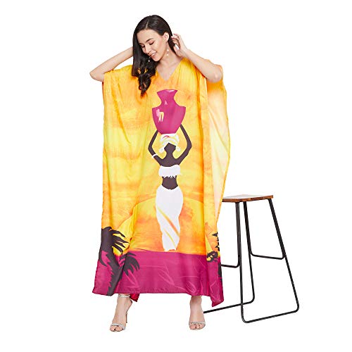Image of Oussum Women Long Maxi Plus Size Polyester Kaftan Gown, Womens Kaftan Dresses Lounge Resort Wear, Plus Size Kaftan