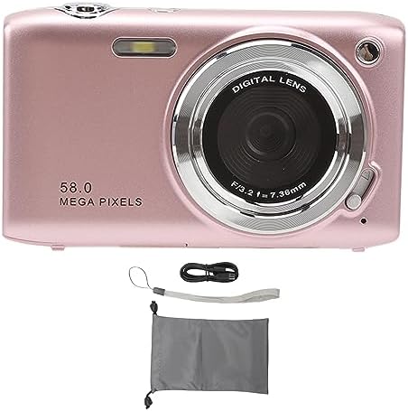 Digital Camera, 2.88 Inch Screen 58MP 4K HD 16X Zoom Fixed Focal Macro Timed Photography Digital Video Camera, 1800mAh Battery (Roseate)