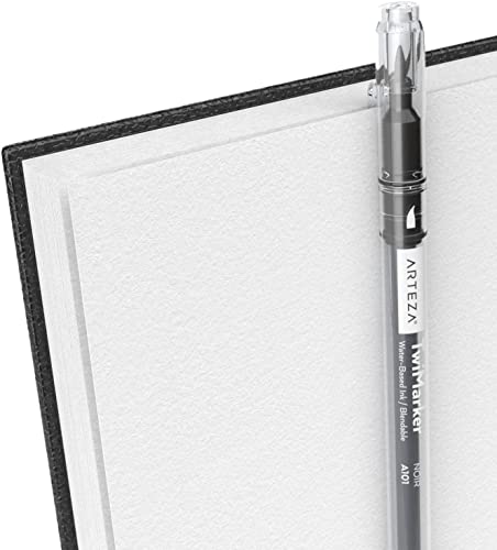 Arteza Sketch Book, 9X12-Inch, 2-Pack, Black Drawing Pads, 200 Sheets Total, 68 Lb 100 Gsm, Hardcover Sketchbook, Spiral-Bound, Use With Pencils, Charcoal, Pens, Crayons & Other Dry Media #TOP2