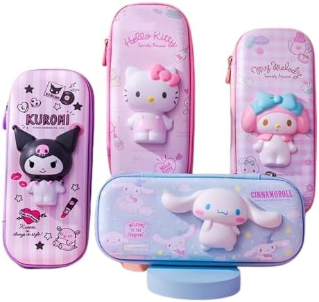 TAPIT Cute Pencil Case for Girls 3D EVA Cartoon Pencil Storage Pouch for School Kids Large Capacity Storage Box Stress Relief Toy Stationery Box Back to School Gift (D-Kuromi)