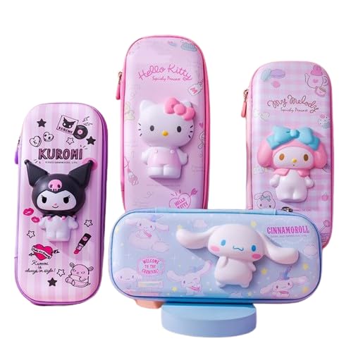 TAPIT Cute Pencil Case for Girls 3D EVA Cartoon Pencil Storage Pouch for School Kids Large Capacity Storage Box Stress Relief Toy Stationery Box Back to School Gift (D-Kuromi)