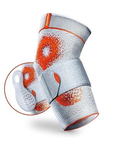 SPORLASTIC – Ellbogen Bandage EPIDYN Supreme Tennis- & Golferarm mit Silikonpelotten - Orthopäd. Ellenbogenbandage bei Sehnenscheidenentzündungen - Ellenbogen Kompressionsbandage - Platinum Größe S