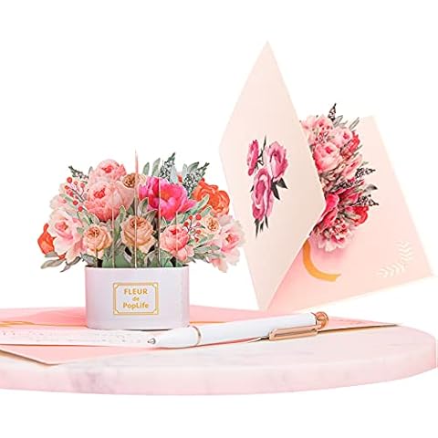 PopLife Luxe Flower Box 3D Pop Up Mother's Day - Blank Card, Anniversary, Valentine's Day Card, Wedding or Party Invitation - For Wife, Mom, Sister, Grandma, Daughter, and Girlfriend Cover