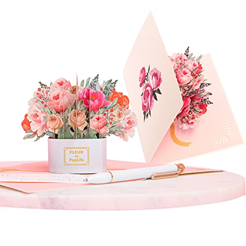 PopLife Luxe Flower Box 3D Pop Up Día de la Madre, tarjeta en blanco, aniversario, tarjeta del día de San Valentín, invitación de boda o fiesta, para esposa, mamá, hermana, abuela, hija y novia