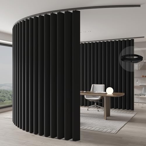 JILRON Raumteiler Vorhang, Deckenmontage Auf Schienen, Raumtrenner Für Flexiblen Sichtschutz (Schwarz - H213 x B270 cm)